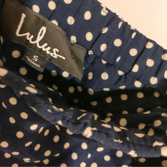 LuLu's New Without Tags Navy Off Shoulder Polka Dot Maxi Dress, Size Small - Picture 3 of 5